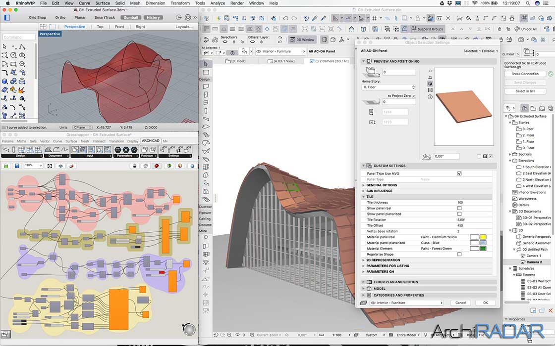 Grasshopper Archicad Extruded surface 06